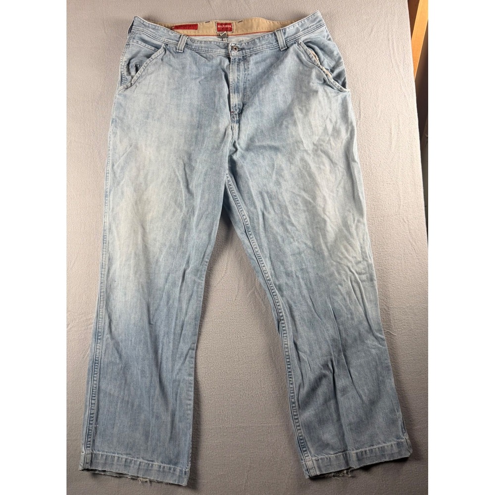 Tommy Hilfiger Red Label Vintage Carpenter Jeans Mens 40x32 Light Wash Baggy